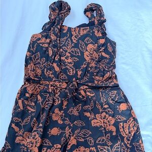 Janie and Jack Black and Brown Floral Romper